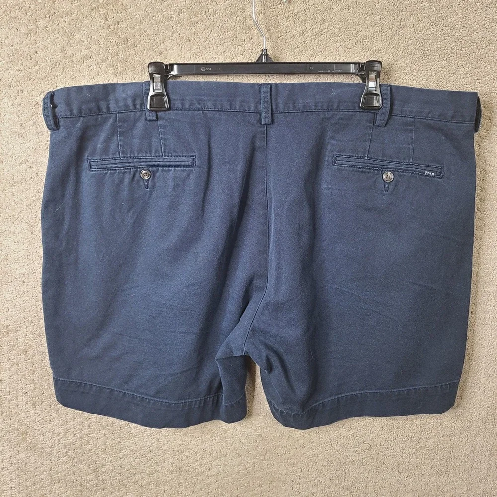 Polo Ralph Lauren Shorts Mens 42 Navy Blue Classic Fit 6 Cotton Chino Flat Front